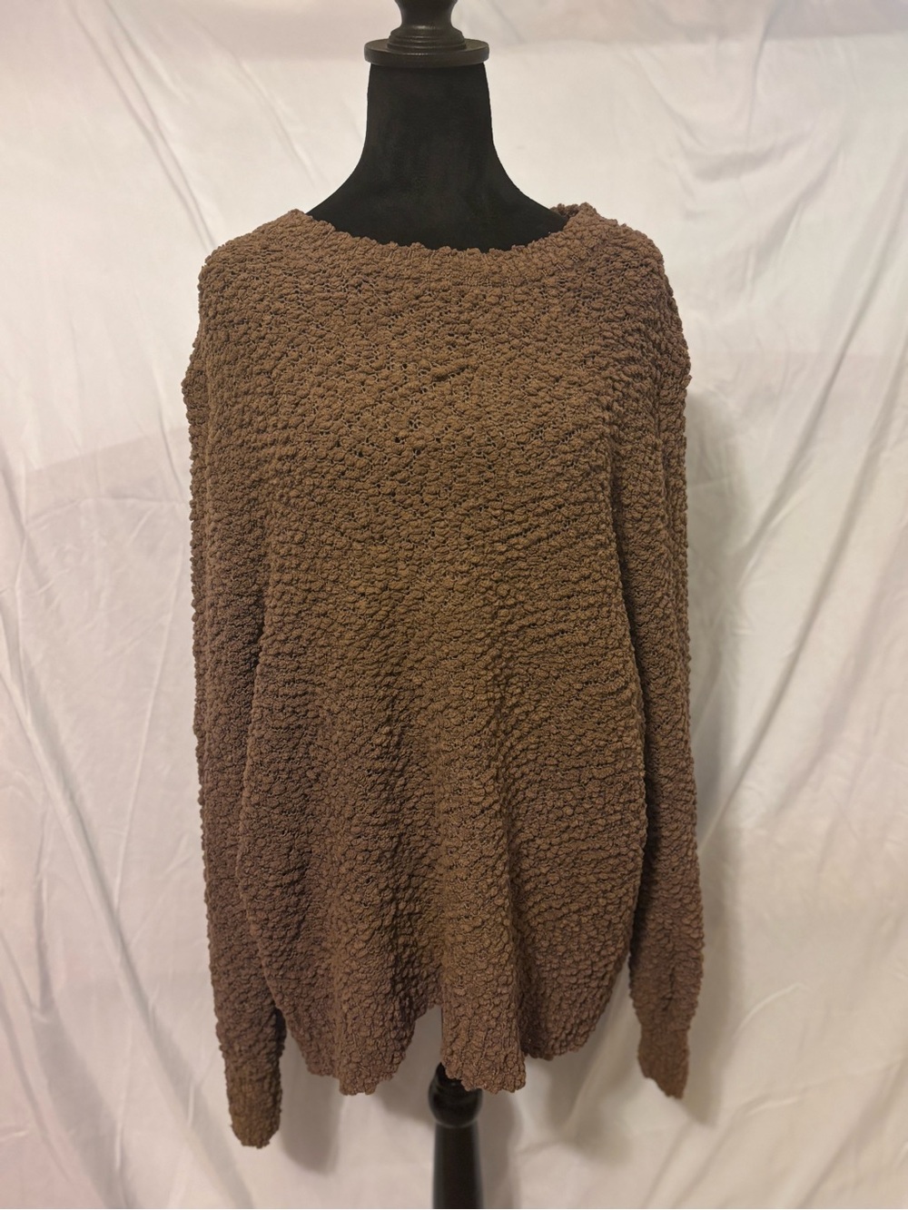 Zenana Outfitters Chocolate Brown Plush Crew Neck Sweater